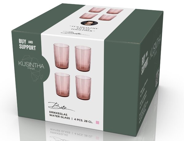 -25 % Dny MOMENTI– BITZ Set čtyř růžových sklenic Kusintha 280 ml