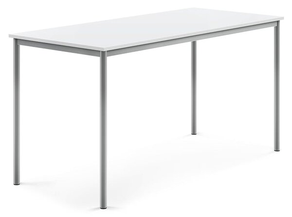 AJ Produkty Stůl BORÅS, 1800x800x900 mm, stříbrné nohy, HPL deska, bílá