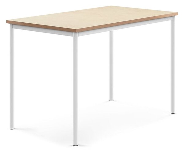 AJ Produkty Stůl SONITUS, 1400x800x900 mm, bílé nohy, deska s linoleem, béžová