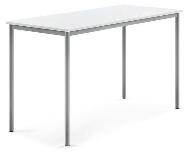 AJ Produkty Stůl BORÅS, 1600x700x900 mm, stříbrné nohy, HPL deska, bílá