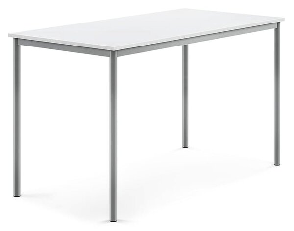 AJ Produkty Stůl BORÅS, 1600x800x900 mm, stříbrné nohy, HPL deska, bílá