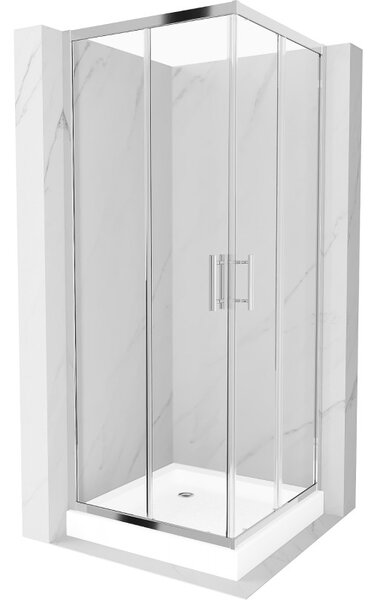Mexen Rio čtvercový sprchový kout 70 x 70 cm, transparentní, chrom + vanička, bílá - 860-070-070-01-00-4510