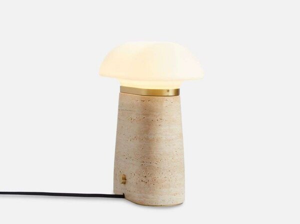 Stolní lampa Woud, stmívatelné, Béžová, Obývací pokoj, Kámen