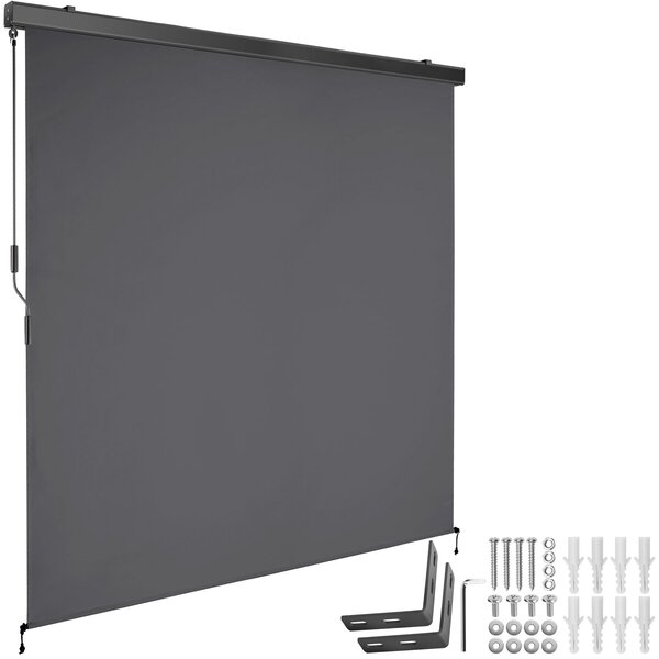 Tectake Svislá markýza Eloise se 2 nástěnnými držáky - 180 x 250 cm,tmavě šedá