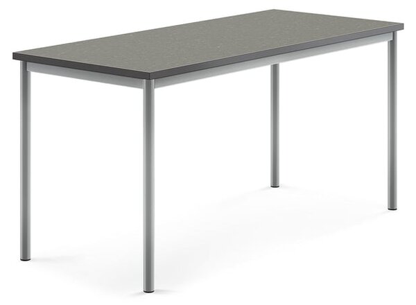 AJ Produkty Stůl SONITUS, 1600x700x760 mm, stříbrné nohy, deska s linoleem, tmavě šedá