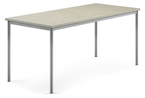 AJ Produkty Stůl SONITUS, 1800x800x760 mm, stříbrné nohy, deska s linoleem, šedá