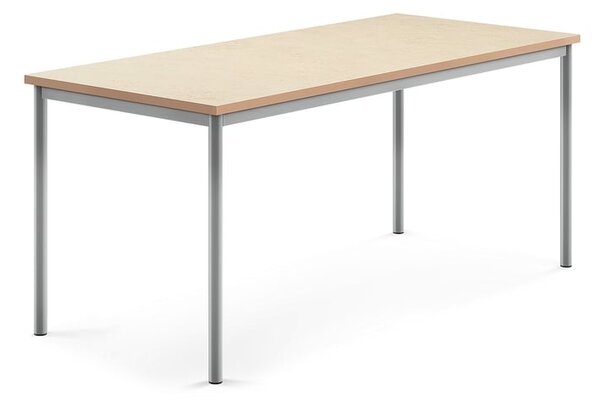 AJ Produkty Stůl SONITUS, 1800x800x760 mm, stříbrné nohy, deska s linoleem, béžová