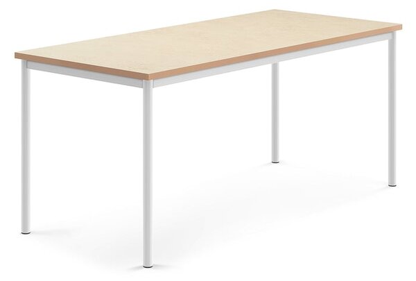 AJ Produkty Stůl SONITUS, 1800x800x760 mm, bílé nohy, deska s linoleem, béžová