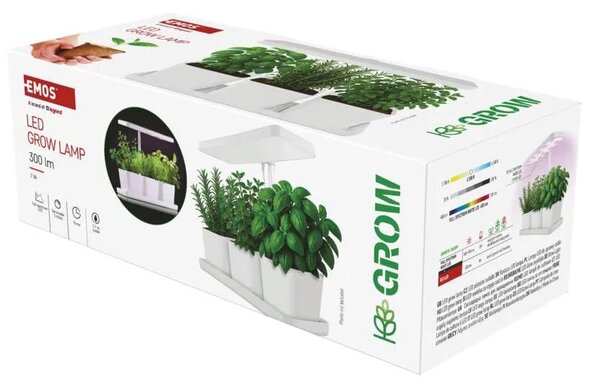 EMOS LED GROW pěstební lampa 7 W, časovač, stmívatelná, bílá 1538900040
