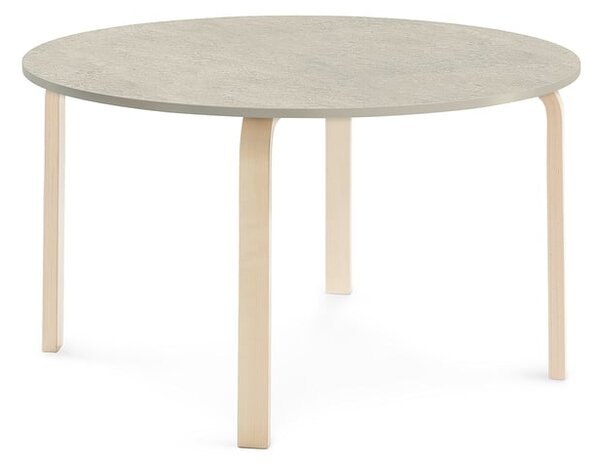 AJ Produkty Stůl ELTON, Ø 1200x640 mm, bříza, akustické linoleum, šedá