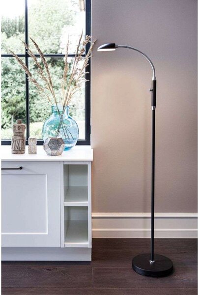 Stojací Lampa Halo Design, stmívatelné, Černá, Obývací pokoj, Kov