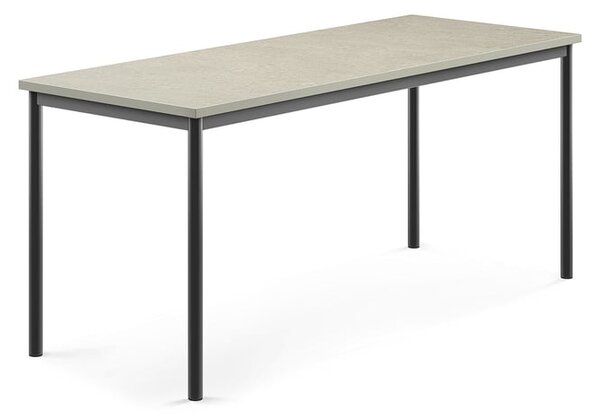AJ Produkty Stůl SONITUS, 1800x700x760 mm, antracitově šedé nohy, deska s linoleem, šedá
