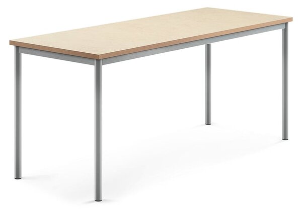 AJ Produkty Stůl SONITUS, 1800x700x760 mm, stříbrné nohy, deska s linoleem, béžová