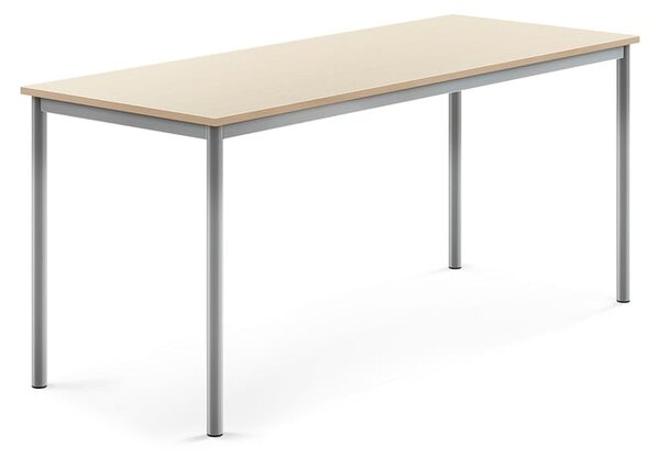 AJ Produkty Stůl BORÅS, 1800x700x760 mm, stříbrné nohy, HPL deska, bříza