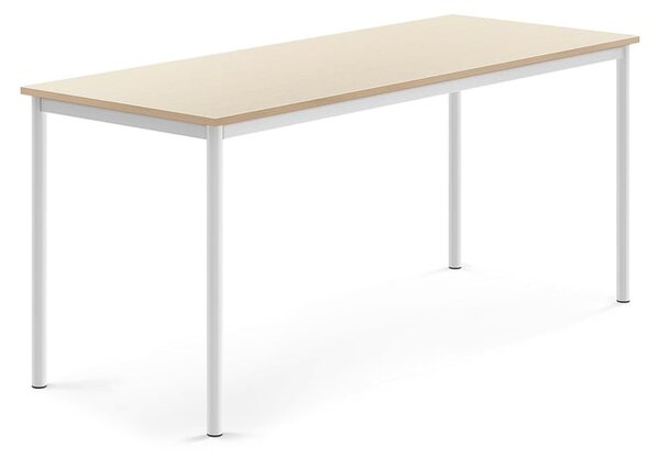 AJ Produkty Stůl BORÅS, 1800x700x760 mm, bílé nohy, HPL deska, bříza