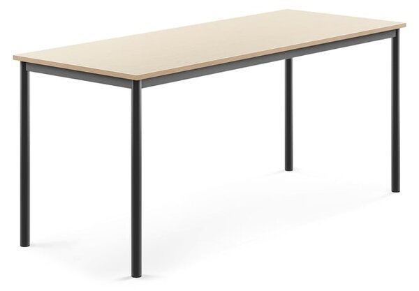 AJ Produkty Stůl BORÅS, 1800x700x760 mm, antracitově šedé nohy, HPL deska, bříza