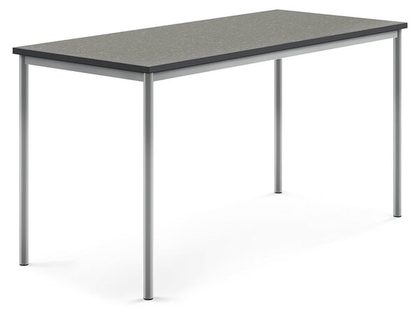 AJ Produkty Stůl SONITUS, 1800x800x900 mm, stříbrné nohy, deska s linoleem, tmavě šedá