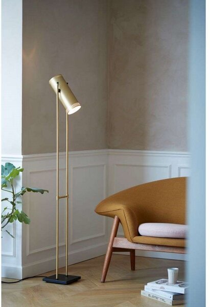 Stojací Lampa Warm Nordic, Trombone, Zlatá / mosazná, Obývací pokoj, Kov, Design