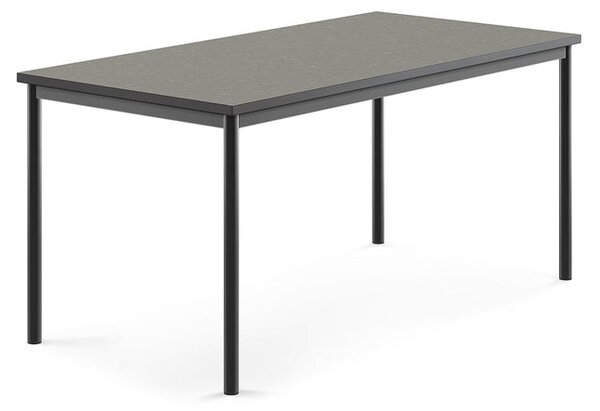 AJ Produkty Stůl SONITUS, 1600x800x720 mm, antracitově šedé nohy, deska s linoleem, tmavě šedá