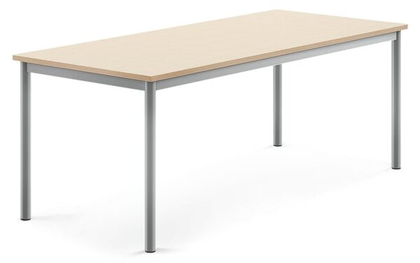 AJ Produkty Stůl BORÅS, 1600x700x600 mm, stříbrné nohy, HPL deska, bříza