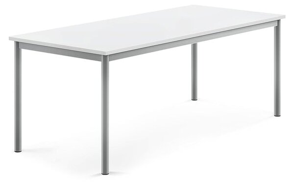 AJ Produkty Stůl BORÅS, 1600x700x600 mm, stříbrné nohy, HPL deska, bílá