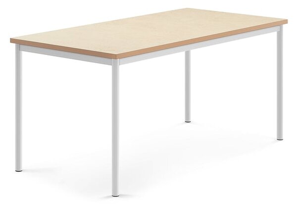 AJ Produkty Stůl SONITUS, 1600x800x720 mm, bílé nohy, deska s linoleem, béžová