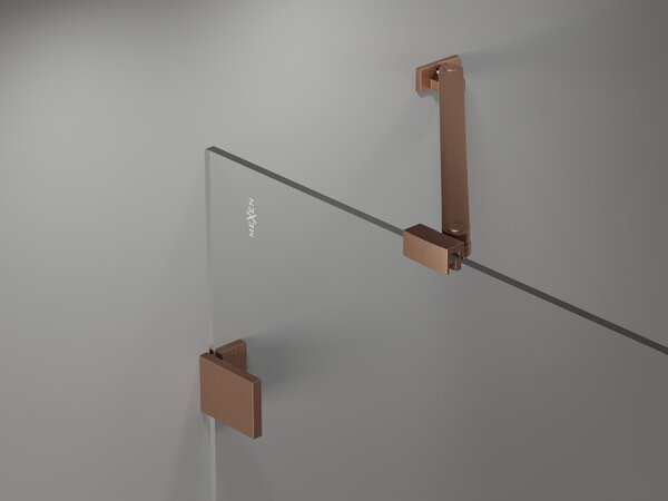 Mexen Lunar, výklopné sprchové dveře pravé 75 cm, 8mm čiré sklo, měděný matný profil, 834-075-000-65-00-P