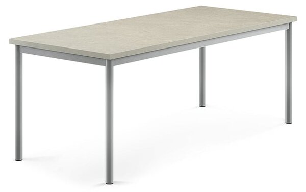 AJ Produkty Stůl SONITUS, 1600x700x600 mm, stříbrné nohy, deska s linoleem, šedá