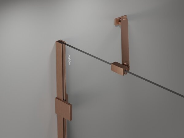 Mexen Lunar, výklopné sprchové dveře pravé 75 cm, 8mm čiré sklo, měděný matný profil, 834-075-000-65-00-P