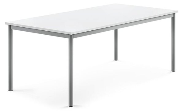 AJ Produkty Stůl BORÅS, 1600x800x600 mm, stříbrné nohy, HPL deska, bílá