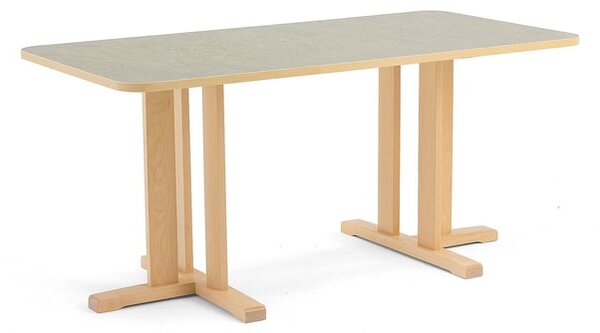 AJ Produkty Stůl KUPOL, 1600x800x720 mm, obdélník, akustické linoleum, bříza/šedá