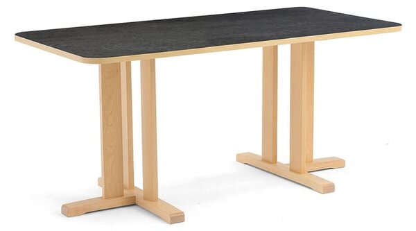AJ Produkty Stůl KUPOL, 1600x800x720 mm, obdélník, akustické linoleum, bříza/tmavě šedá