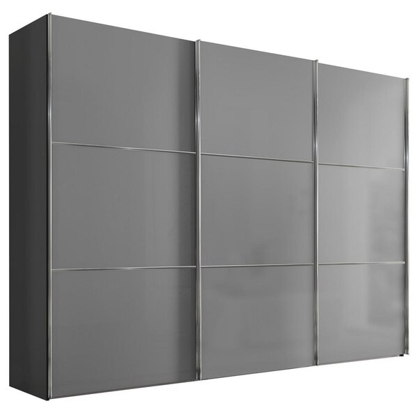 SCHWEBETÜRENSCHRANK Glasfront, světle šedá, tmavě šedá, 249/222/68 cm Moderano - Šatní skříně