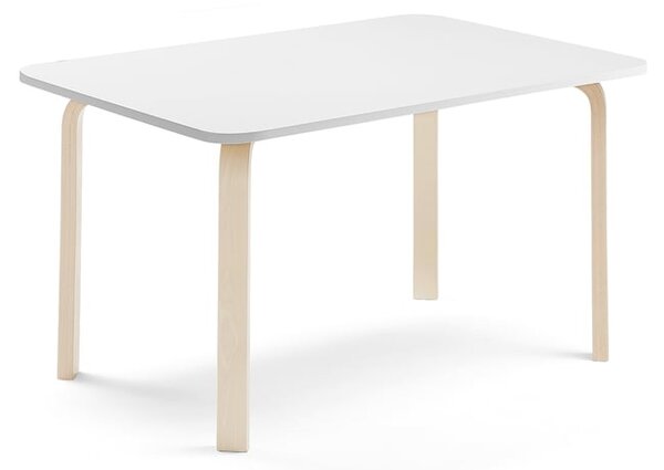 AJ Produkty Stůl ELTON, 1200x700x640 mm, bříza, akustická HPL deska, bílá