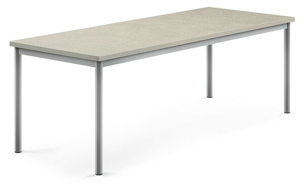 AJ Produkty Stůl SONITUS, 1800x700x600 mm, stříbrné nohy, deska s linoleem, šedá