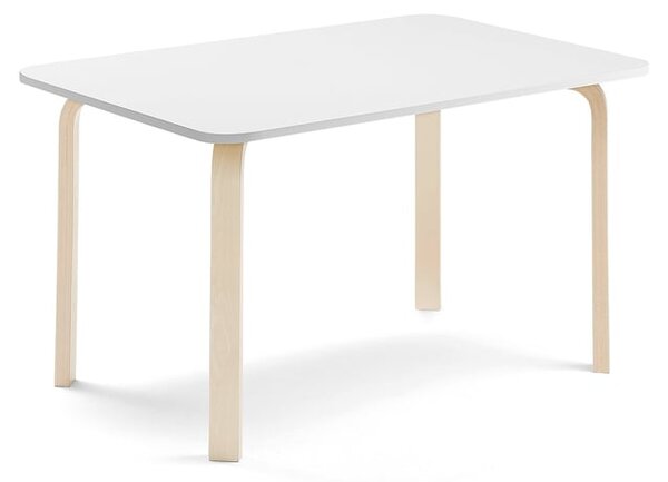 AJ Produkty Stůl ELTON, 1200x600x640 mm, bříza, akustická HPL deska, bílá