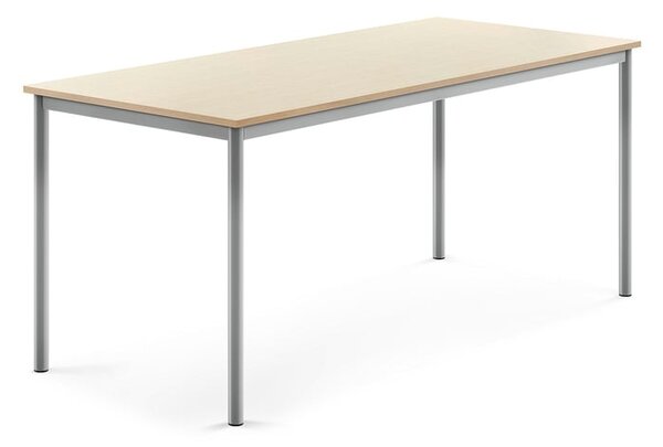 AJ Produkty Stůl BORÅS, 1800x800x760 mm, stříbrné nohy, HPL deska, bříza