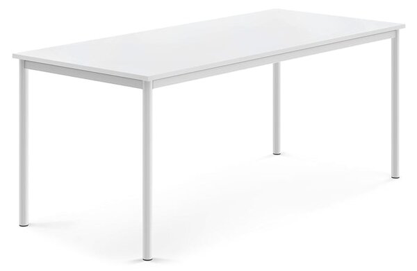 AJ Produkty Stůl BORÅS, 1800x800x720 mm, bílé nohy, HPL deska, bílá