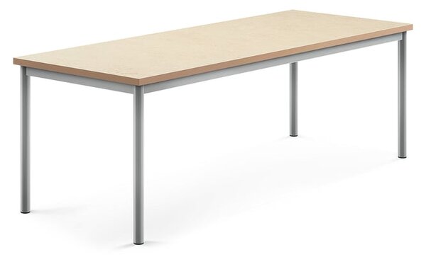 AJ Produkty Stůl SONITUS, 1800x700x600 mm, stříbrné nohy, deska s linoleem, béžová