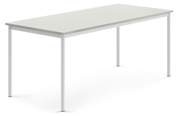 AJ Produkty Stůl BORÅS, 1800x800x720 mm, bílé nohy, HPL deska, šedá