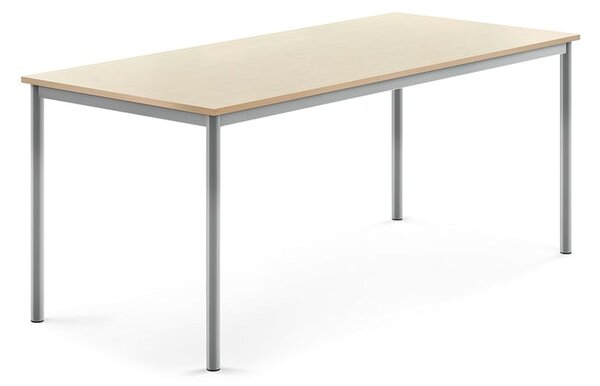 AJ Produkty Stůl BORÅS, 1800x800x720 mm, stříbrné nohy, HPL deska, bříza