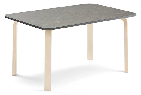 AJ Produkty Stůl ELTON, 1200x600x590 mm, bříza, akustické linoleum, tmavě šedá