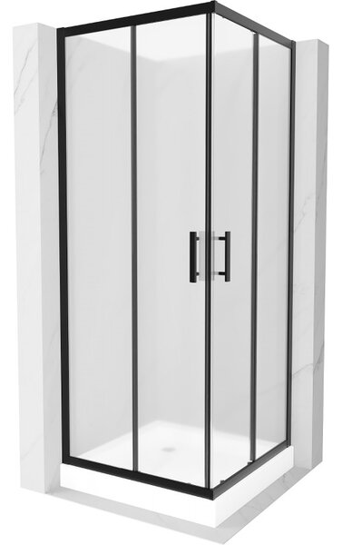 Mexen Rio čtvercová sprchová kabina 70 x 70 cm, mat, černá + vanička, bílá - 860-070-070-70-30-4510