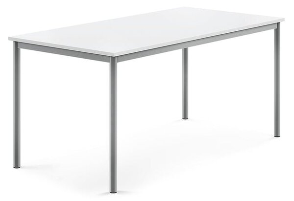 AJ Produkty Stůl SONITUS, 1600x800x720 mm, stříbrné nohy, HPL deska tlumící hluk, bílá