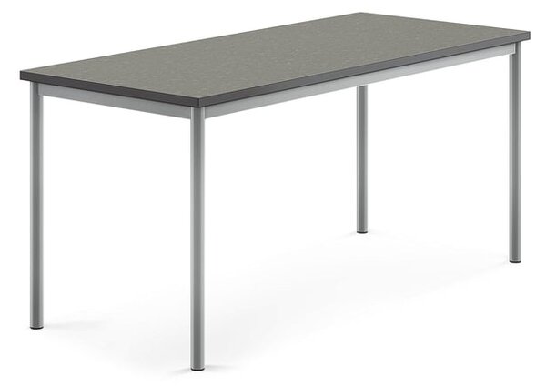 AJ Produkty Stůl SONITUS, 1600x700x720 mm, stříbrné nohy, deska s linoleem, tmavě šedá