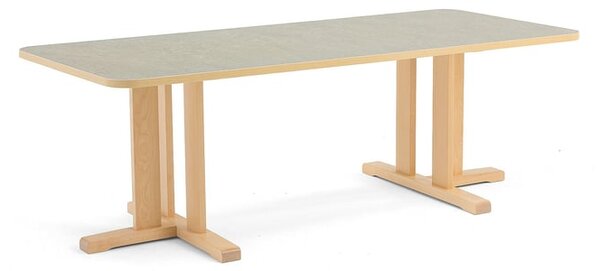 AJ Produkty Stůl KUPOL, 1800x800x600 mm, obdélník, akustické linoleum, bříza/šedá