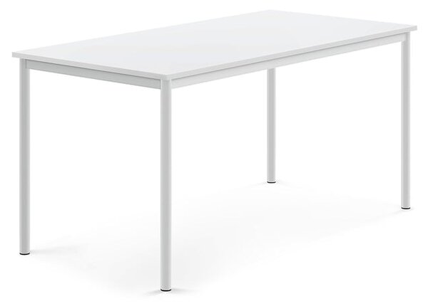 AJ Produkty Stůl BORÅS, 1600x800x760 mm, bílé nohy, HPL deska, bílá