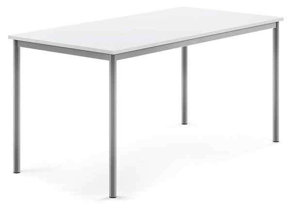 AJ Produkty Stůl BORÅS, 1600x800x760 mm, stříbrné nohy, HPL deska, bílá