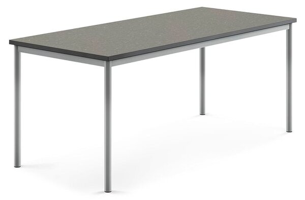 AJ Produkty Stůl SONITUS, 1800x800x720 mm, stříbrné nohy, deska s linoleem, tmavě šedá