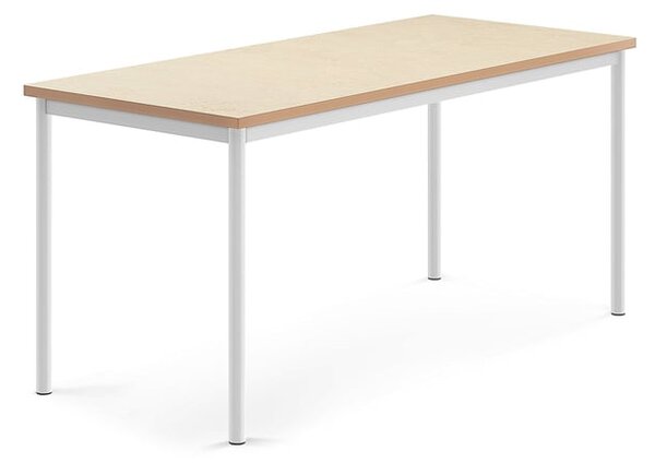 AJ Produkty Stůl SONITUS, 1600x700x720 mm, bílé nohy, deska s linoleem, béžová